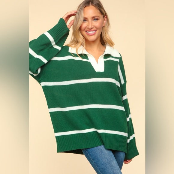 Haptics Collared Neck Striped Contrast Sweater 10010042277 - Picture 4 of 5